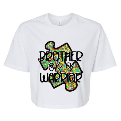 Brother Of A Warrior Autism Awareness Acceptance Gift Bella+Canvas Jersey Crop Tee