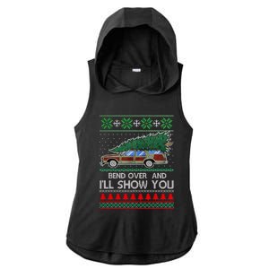 Bend Over and I'll Show You Christmas Couple Matching Family  Ladies PosiCharge Tri-Blend Wicking Draft Hoodie Tank