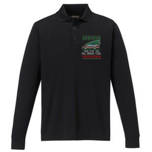 Bend Over and I'll Show You Christmas Couple Matching Family  Performance Long Sleeve Polo