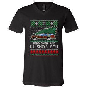 Bend Over and I'll Show You Christmas Couple Matching Family  V-Neck T-Shirt