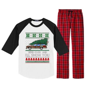 Bend Over and I'll Show You Christmas Couple Matching Family  Raglan Sleeve Pajama Set