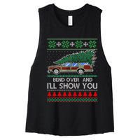 Bend Over and I'll Show You Christmas Couple Matching Family  Women's Racerback Cropped Tank