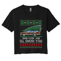 Bend Over and I'll Show You Christmas Couple Matching Family  Women's Crop Top Tee