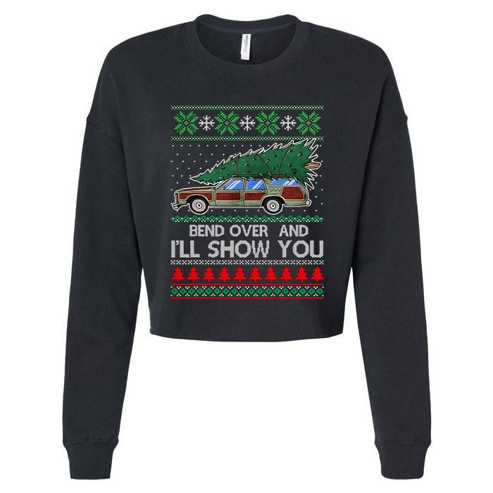 Bend Over and I'll Show You Christmas Couple Matching Family  Cropped Pullover Crew