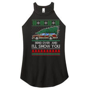 Bend Over and I'll Show You Christmas Couple Matching Family  Women's Perfect Tri Rocker Tank