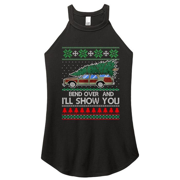 Bend Over and I'll Show You Christmas Couple Matching Family  Women's Perfect Tri Rocker Tank