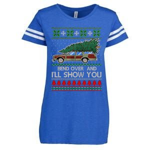 Bend Over and I'll Show You Christmas Couple Matching Family  Enza Ladies Jersey Football T-Shirt