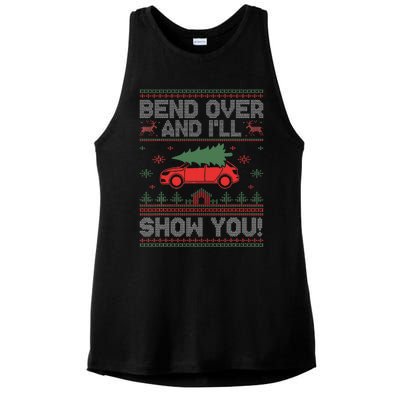 Bend Over And ILl Show You Ugly Christmas Couple Matching Ladies PosiCharge Tri-Blend Wicking Tank