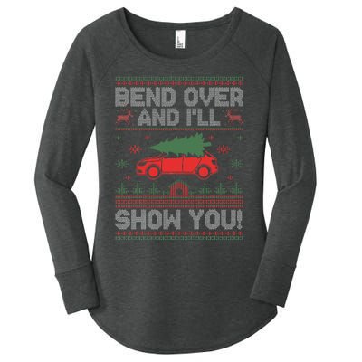 Bend Over And ILl Show You Ugly Christmas Couple Matching Women's Perfect Tri Tunic Long Sleeve Shirt