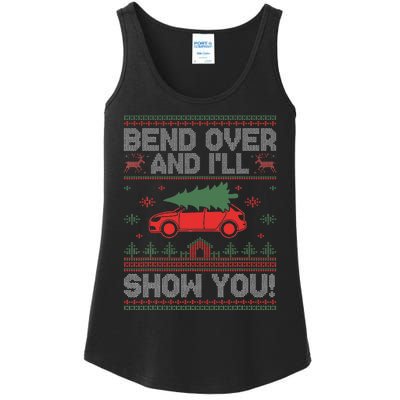 Bend Over And ILl Show You Ugly Christmas Couple Matching Ladies Essential Tank