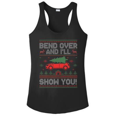 Bend Over And ILl Show You Ugly Christmas Couple Matching Ladies PosiCharge Competitor Racerback Tank