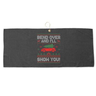 Bend Over And ILl Show You Ugly Christmas Couple Matching Large Microfiber Waffle Golf Towel