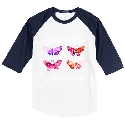 Butterflies Of America Usa Butterfly Beautiful Spring Nature Great Gift Baseball Sleeve Shirt