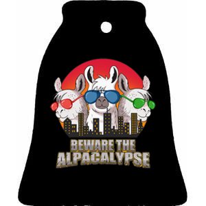 Beware Of Alpacalypse Ceramic Bell Ornament