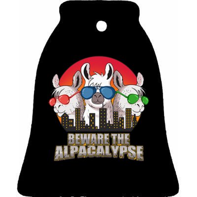 Beware Of Alpacalypse Ceramic Bell Ornament