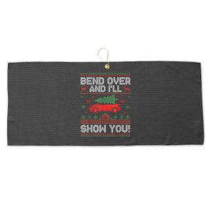 Bend Over And ILl Show You Ugly Christmas Couple Matching Large Microfiber Waffle Golf Towel