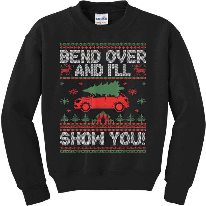 Bend Over And ILl Show You Ugly Christmas Couple Matching Kids Sweatshirt