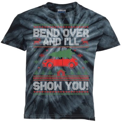 Bend Over And ILl Show You Ugly Christmas Couple Matching Kids Tie-Dye T-Shirt