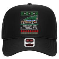 Bend Over and I'll Show You Christmas Couple Matching  High Crown Mesh Back Trucker Hat