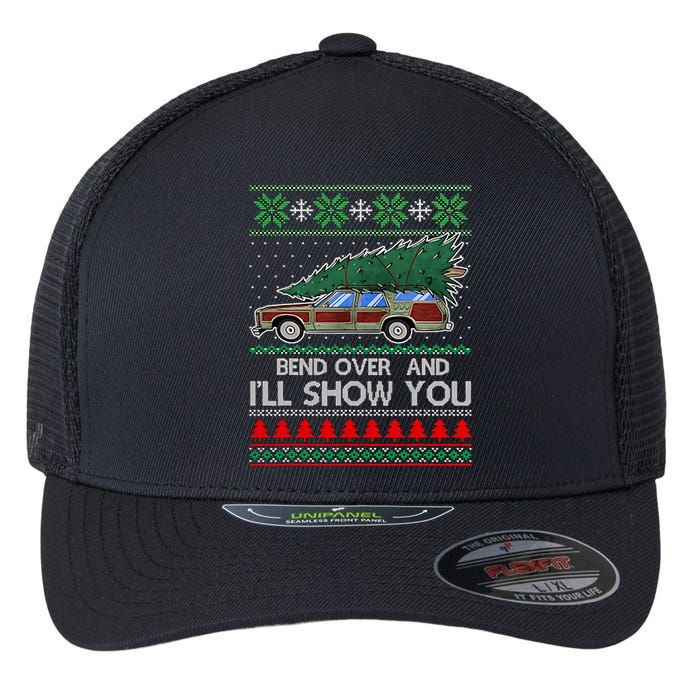 Bend Over and I'll Show You Christmas Couple Matching  Flexfit Unipanel Trucker Cap