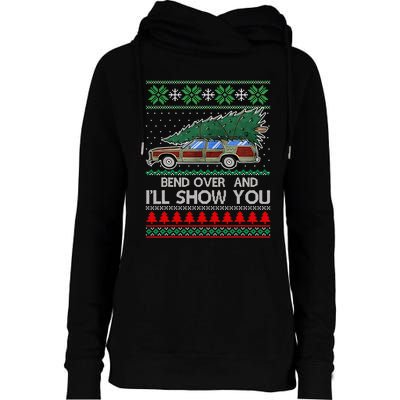 Bend Over and I'll Show You Christmas Couple Matching  Womens Funnel Neck Pullover Hood