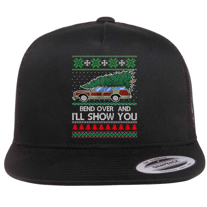 Bend Over and I'll Show You Christmas Couple Matching  Flat Bill Trucker Hat