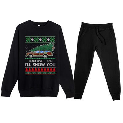 Bend Over and I'll Show You Christmas Couple Matching  Premium Crewneck Sweatsuit Set