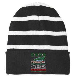 Bend Over and I'll Show You Christmas Couple Matching  Striped Beanie with Solid Band