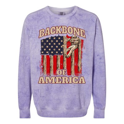 Backbone Of America Arborist Tree Surgeon Lumberjack Logger Colorblast Crewneck Sweatshirt