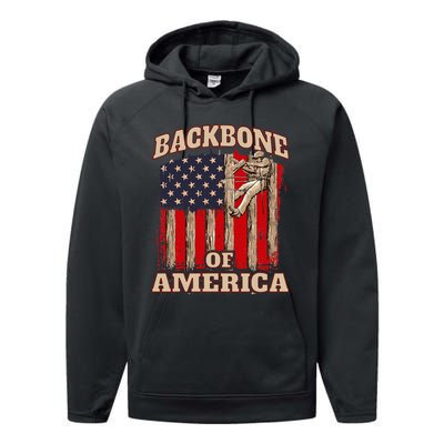 Backbone Of America Arborist Tree Surgeon Lumberjack Logger Performance Fleece Hoodie