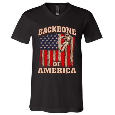 Backbone Of America Arborist Tree Surgeon Lumberjack Logger V-Neck T-Shirt