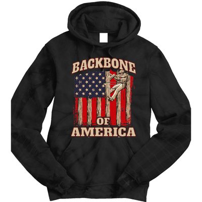 Backbone Of America Arborist Tree Surgeon Lumberjack Logger Tie Dye Hoodie