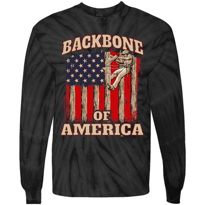 Backbone Of America Arborist Tree Surgeon Lumberjack Logger Tie-Dye Long Sleeve Shirt