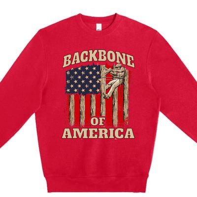 Backbone Of America Arborist Tree Surgeon Lumberjack Logger Premium Crewneck Sweatshirt