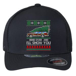 Bend Over and I'll Show You Christmas Couple Matching Family Flexfit Unipanel Trucker Cap