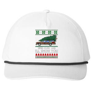 Bend Over and I'll Show You Christmas Couple Matching Family Snapback Five-Panel Rope Hat