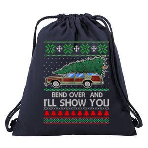 Bend Over and I'll Show You Christmas Couple Matching Family Drawstring Bag