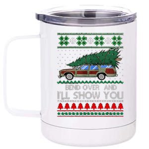 Bend Over and I'll Show You Christmas Couple Matching Family 12 oz Stainless Steel Tumbler Cup