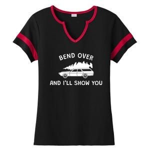 Bend Over And ILl Show You Christmas Couple Matching Family Ladies Halftime Notch Neck Tee