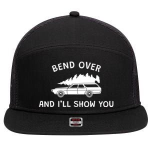 Bend Over And ILl Show You Christmas Couple Matching Family 7 Panel Mesh Trucker Snapback Hat