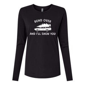 Bend Over And ILl Show You Christmas Couple Matching Family Womens Cotton Relaxed Long Sleeve T-Shirt