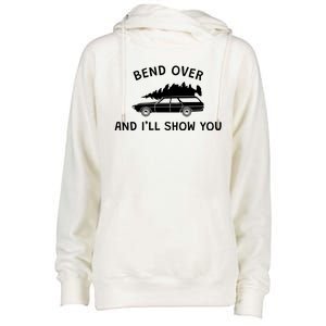 Bend Over And ILl Show You Christmas Couple Matching Family Womens Funnel Neck Pullover Hood