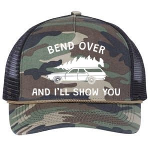 Bend Over And ILl Show You Christmas Couple Matching Family Retro Rope Trucker Hat Cap