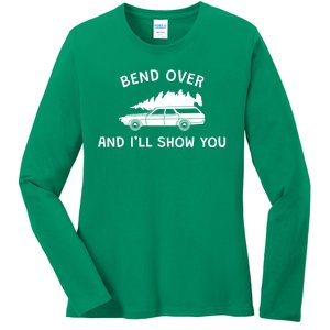 Bend Over And ILl Show You Christmas Couple Matching Family Ladies Long Sleeve Shirt