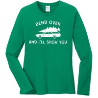 Bend Over And ILl Show You Christmas Couple Matching Family Ladies Long Sleeve Shirt