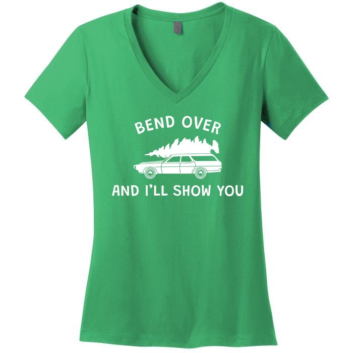 Bend Over And ILl Show You Christmas Couple Matching Family Women's V-Neck T-Shirt