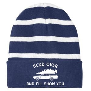 Bend Over And ILl Show You Christmas Couple Matching Family Striped Beanie with Solid Band