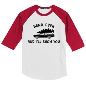 Bend Over And ILl Show You Christmas Couple Matching Family Kids Colorblock Raglan Jersey