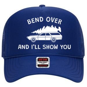 Bend Over And ILl Show You Christmas Couple Matching Family High Crown Mesh Back Trucker Hat