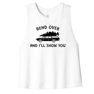 Bend Over And ILl Show You Christmas Couple Matching Family Women's Racerback Cropped Tank